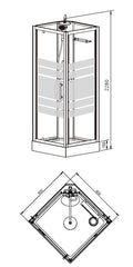 Eauthermo complete douchecabine 80x80x218 alu  5mm glas