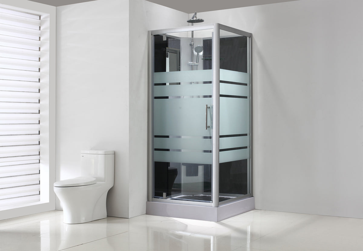 Eauthermo complete douchecabine 80x80x218 alu  5mm glas