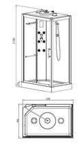 Eausunshine links complete douchecabine 120x90x218 alu  5mm glas