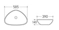 Eauelite waskom rond 58,5 x 39 x 14 cm keramiek glans wit