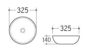 Eauluna waskom rond 32,5 x 14 cm keramiek glans wit