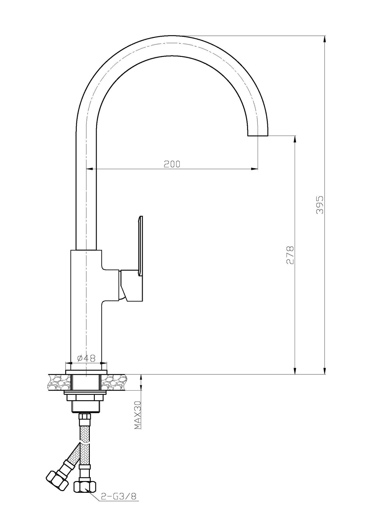 Eaupalermo spoeltafelkraan chroom
