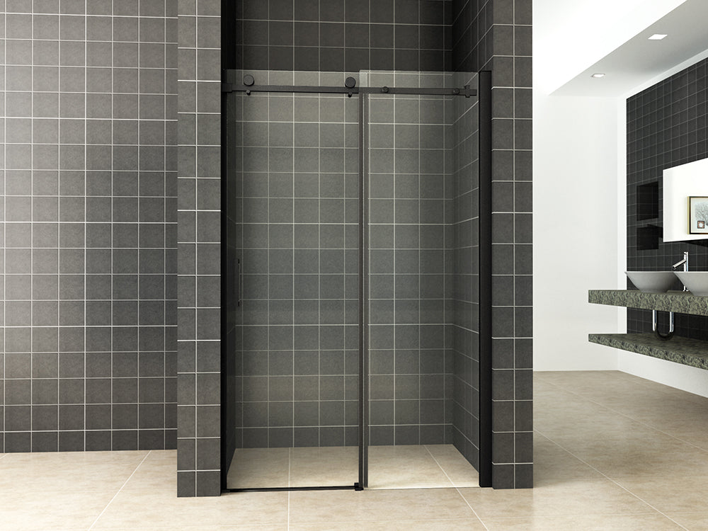 Eauslide nis schuifdeur 1100 x 2000 x 8 mm nano helder glas/mat zwart