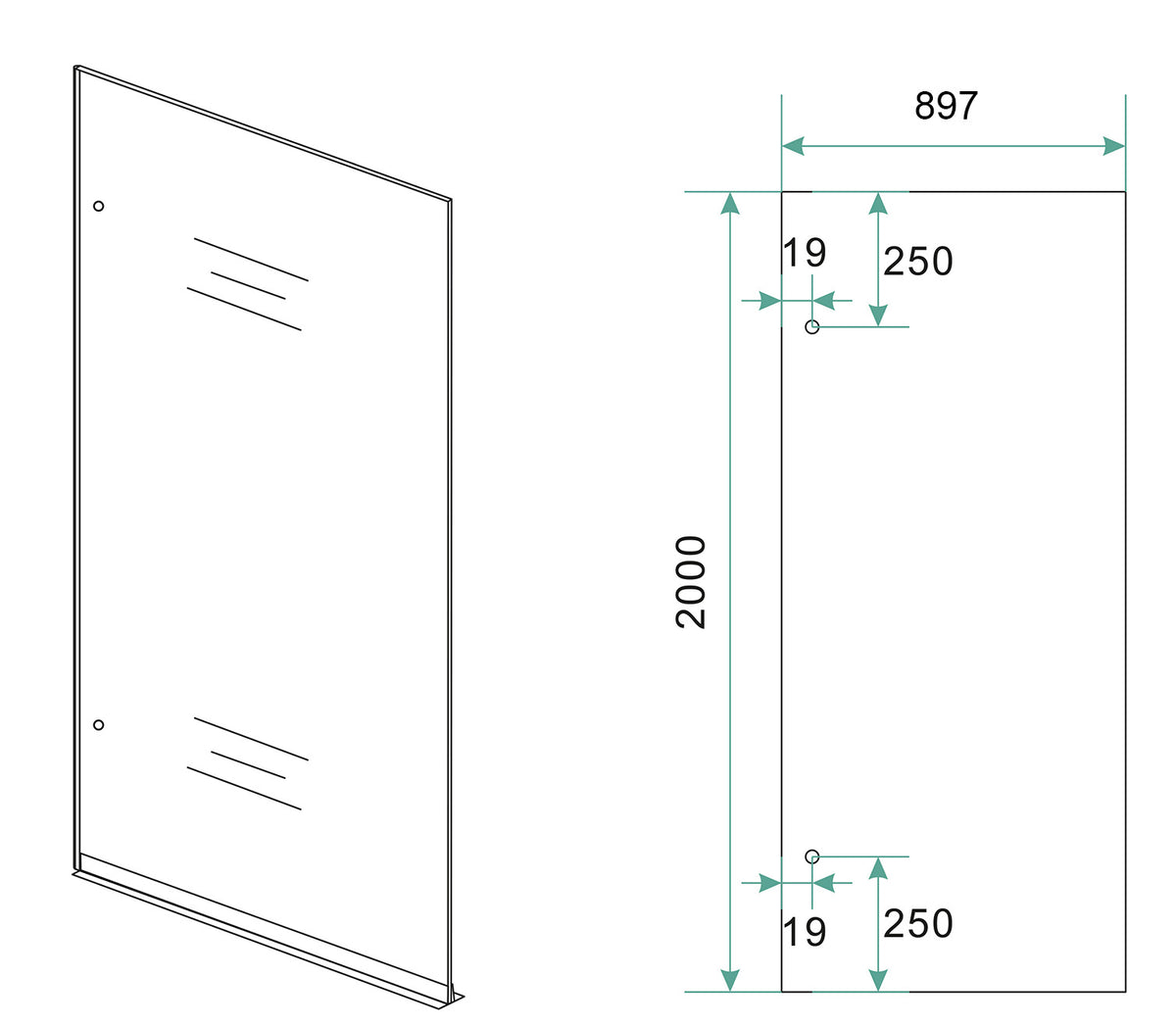 Eauless inloopdouche 900 x 2000 x 8 mm nano vintage brons glas/mat zwart