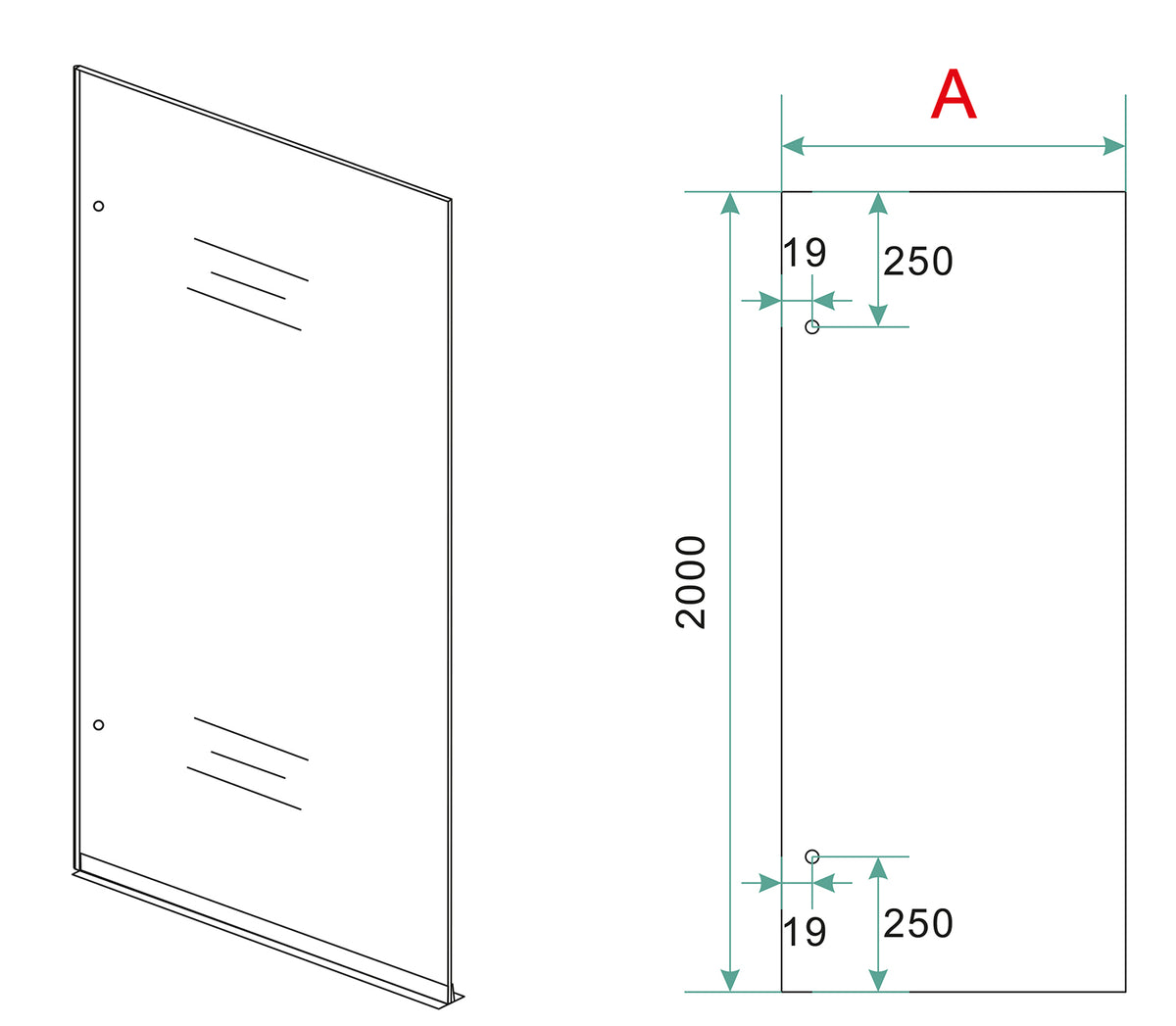 Eauless inloopdouche 800 x 2000 x 8 mm nano rookglas/geborsteld staal