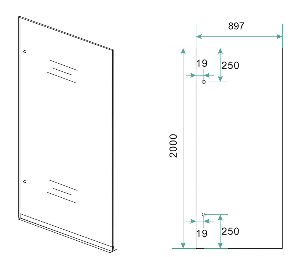 Eauless inloopdouche 900 x 2000 x 8 mm nano helder glas/chroom