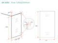 Eausquare inloopdouche 1200 x 2000 x 8 mm nano helder glas/geborsteld messing