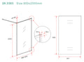Eausquare inloopdouche 900 x 2000 x 8 mm nano helder glas/geborsteld brons koper