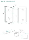 Eausquare inloopdouche 800 x 2000 x 8 mm nano helder glas/mat zwart