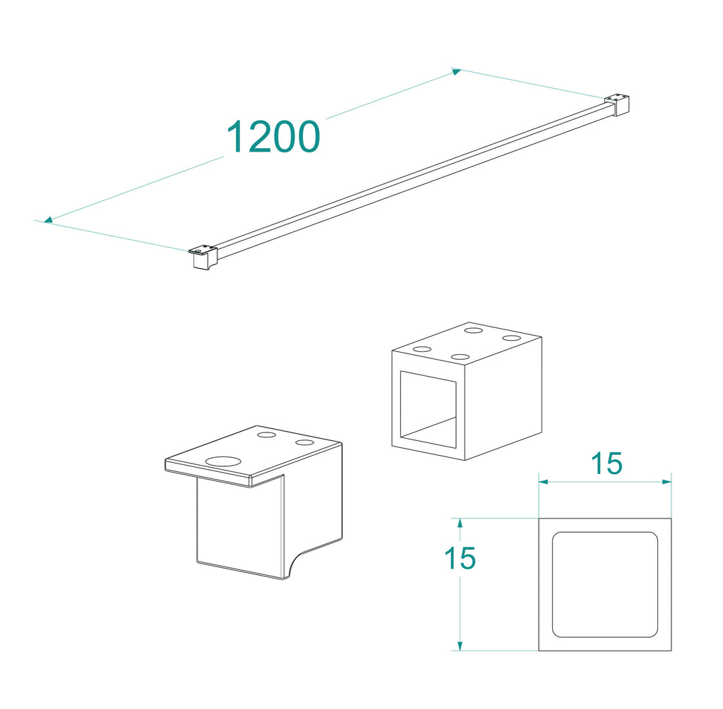 Eausquare stabilisatiestang compleet 120 cm mat zwart