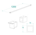 Eausquare stabilisatiestang compleet 120 cm mat zwart