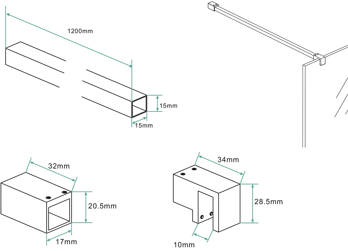 Eauslim stabilisatiestang 120 cm gunmetal
