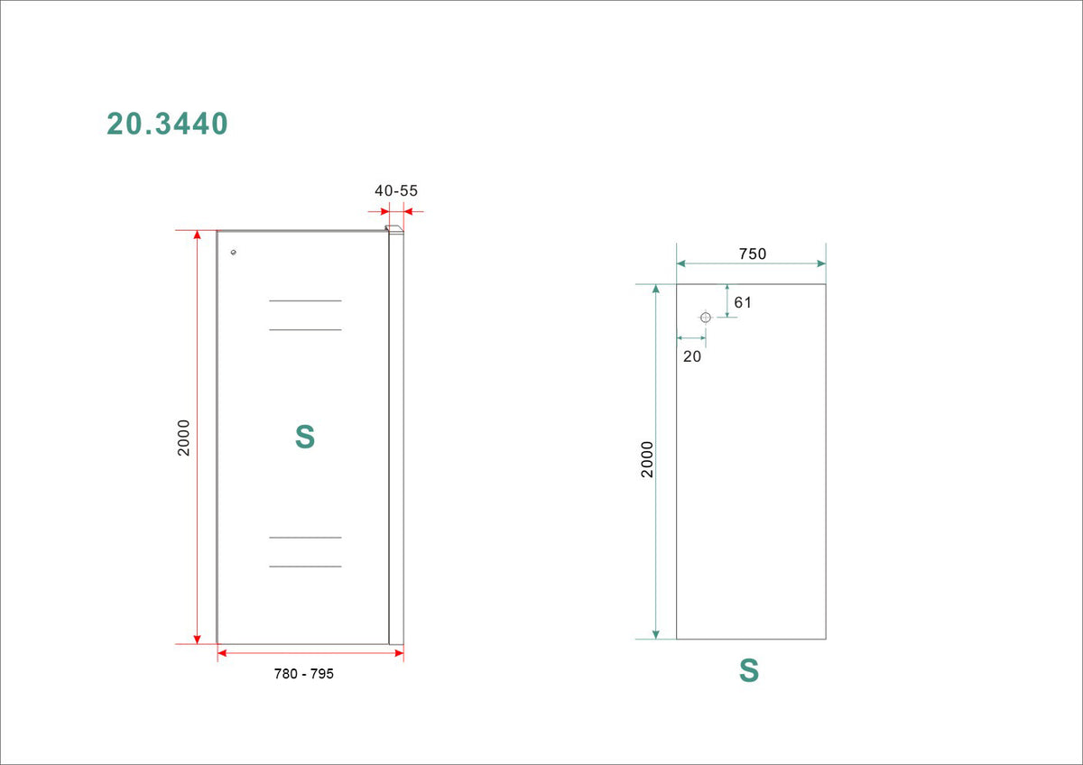 Eauside zijwand voor Puerta en Slide nisdeur 800 x 2000 x 8 mm nano helder glas/chroom