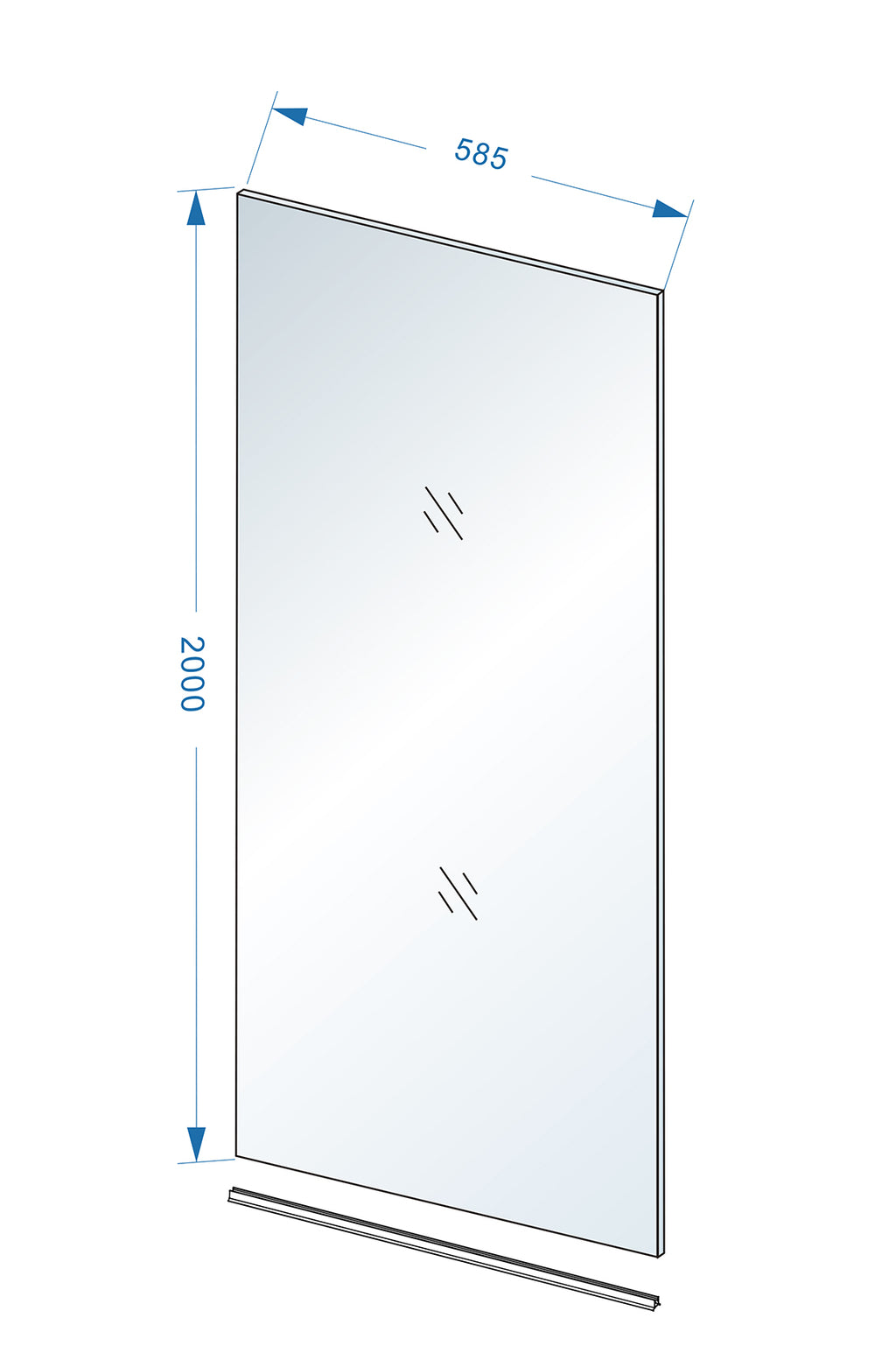 Eauslim glasplaat 600 x 2000 x 8 mm nano helder glas
