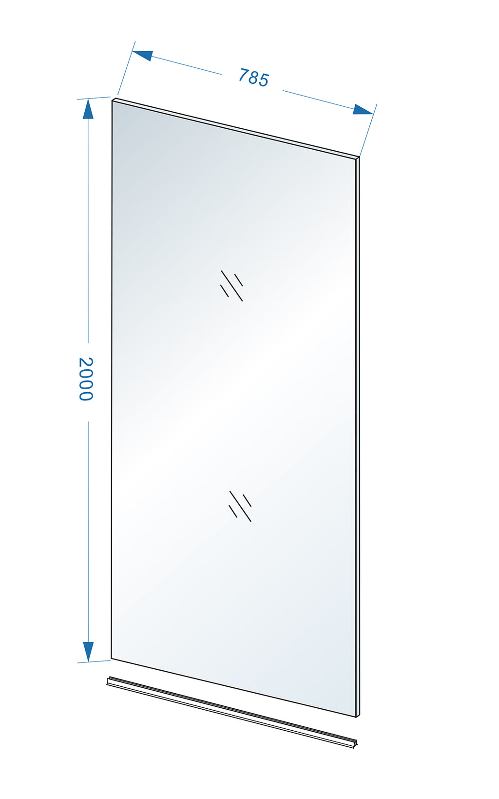 Eauslim glasplaat 800 x 2000 x 8 mm nano helder glas