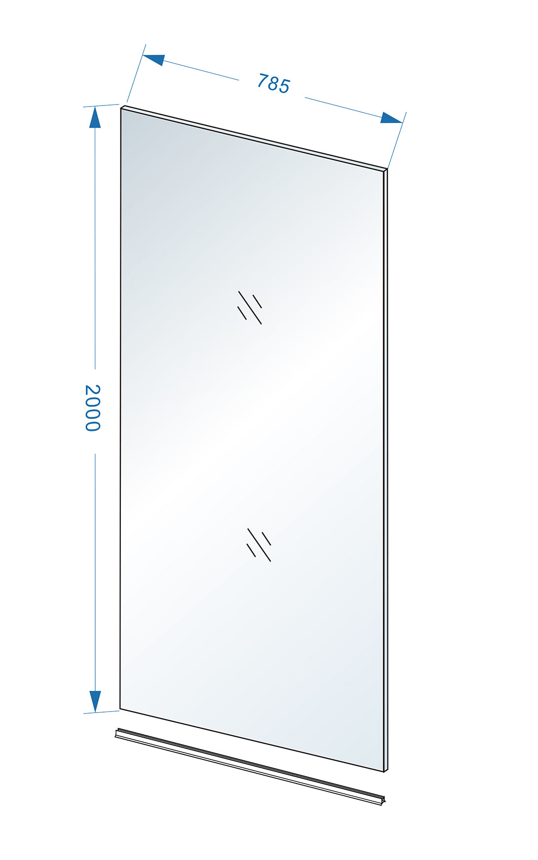 Eauslim glasplaat 800 x 2000 x 8 mm nano helder glas