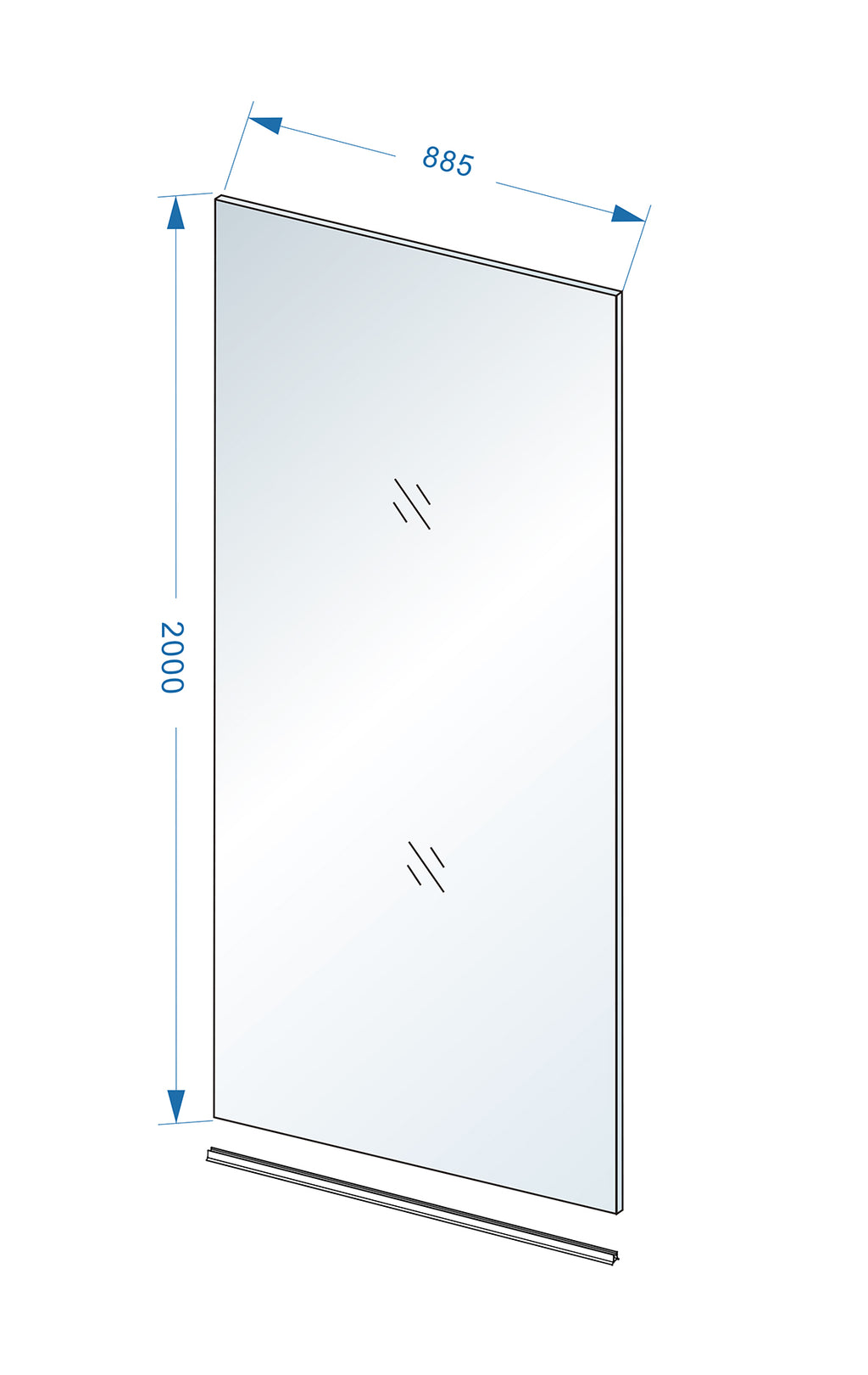 Eauslim glasplaat 900 x 2000 x 8 mm nano helder glas