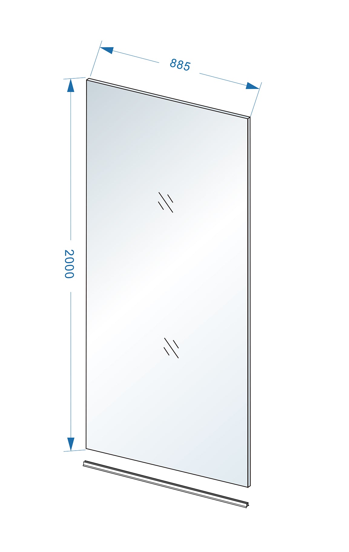 Eauslim glasplaat 900 x 2000 x 8 mm nano helder glas