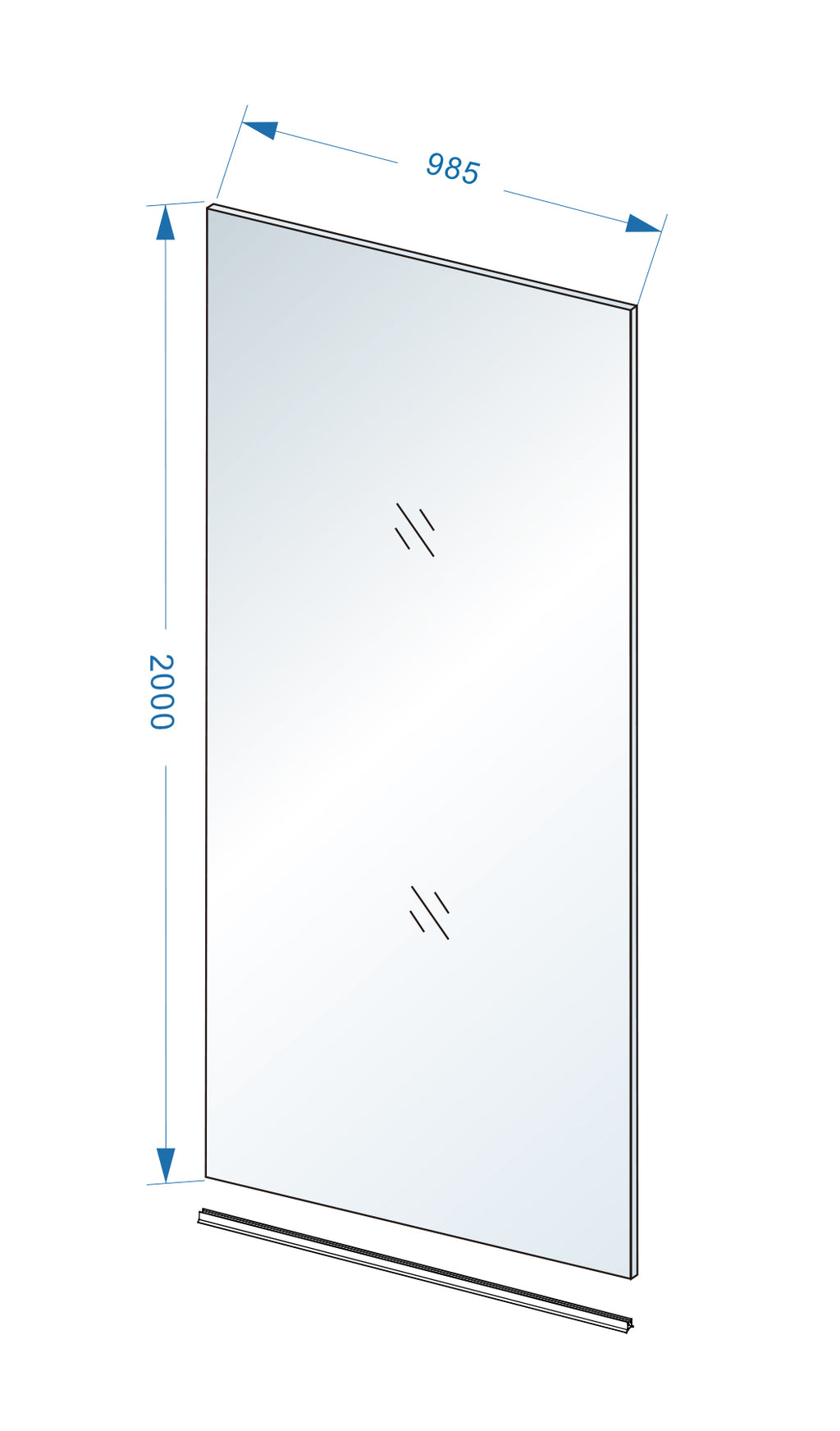 Eauslim glasplaat 1000 x 2000 x 8 mm nano helder glas