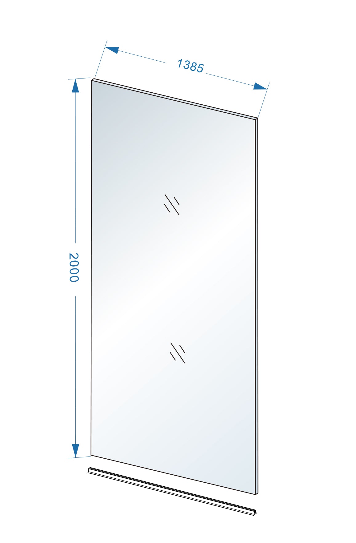 Eauslim glasplaat 1400 x 2000 x 8 mm nano helder glas