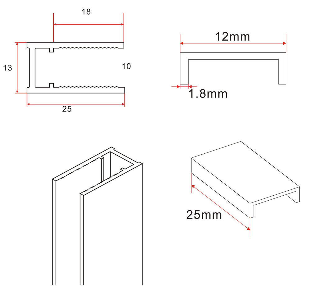 Eauslim profielset met stabilisatiestang 120 cm chroom