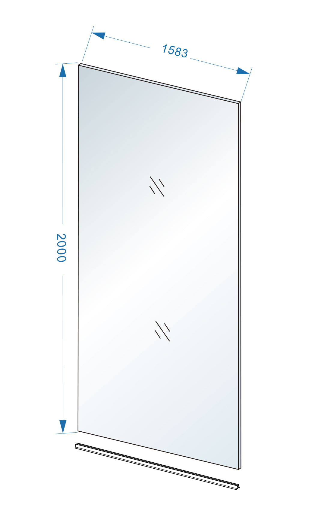 Eauslim glasplaat 1600 x 2000 x 8 mm nano rookglas