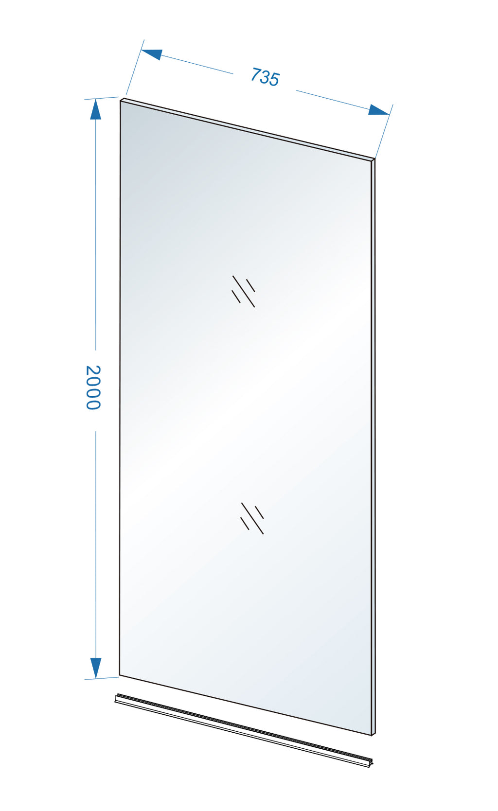 Eauslim glasplaat 750 x 2000 x 8 mm nano helder glas