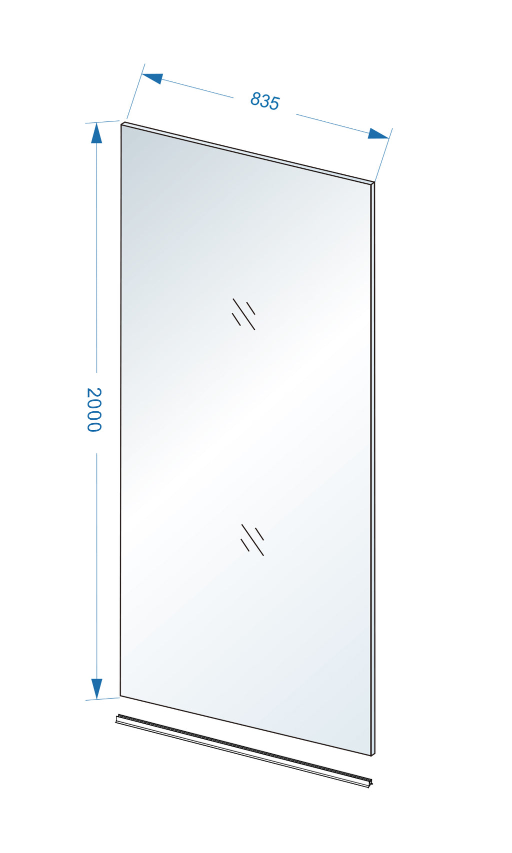 Eauslim glasplaat 850 x 2000 x 8 mm nano helder glas