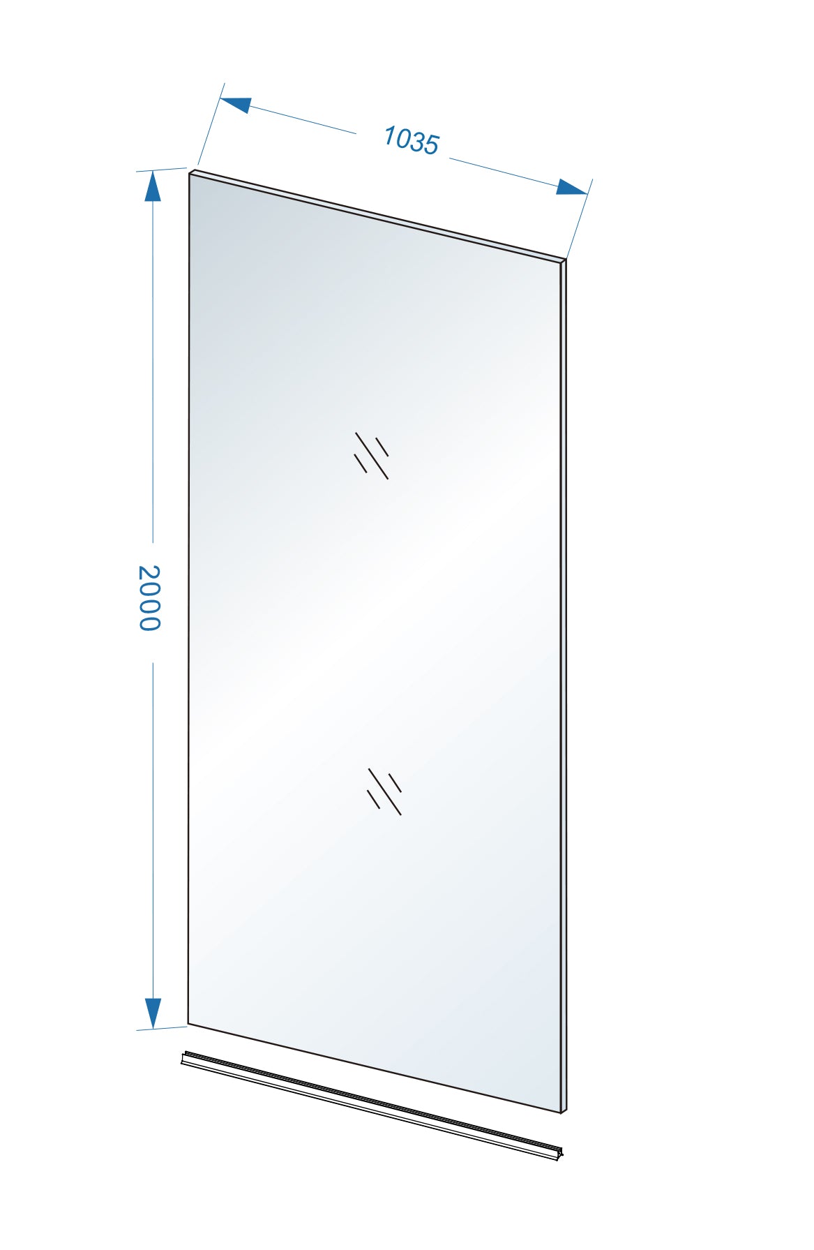 Eauslim glasplaat 1050 x 2000 x 8 mm nano helder glas
