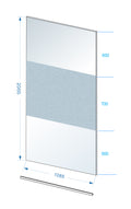 Eauslim glasplaat 1100 x 2000 x 8 mm nano helder glas met melkglas middenband