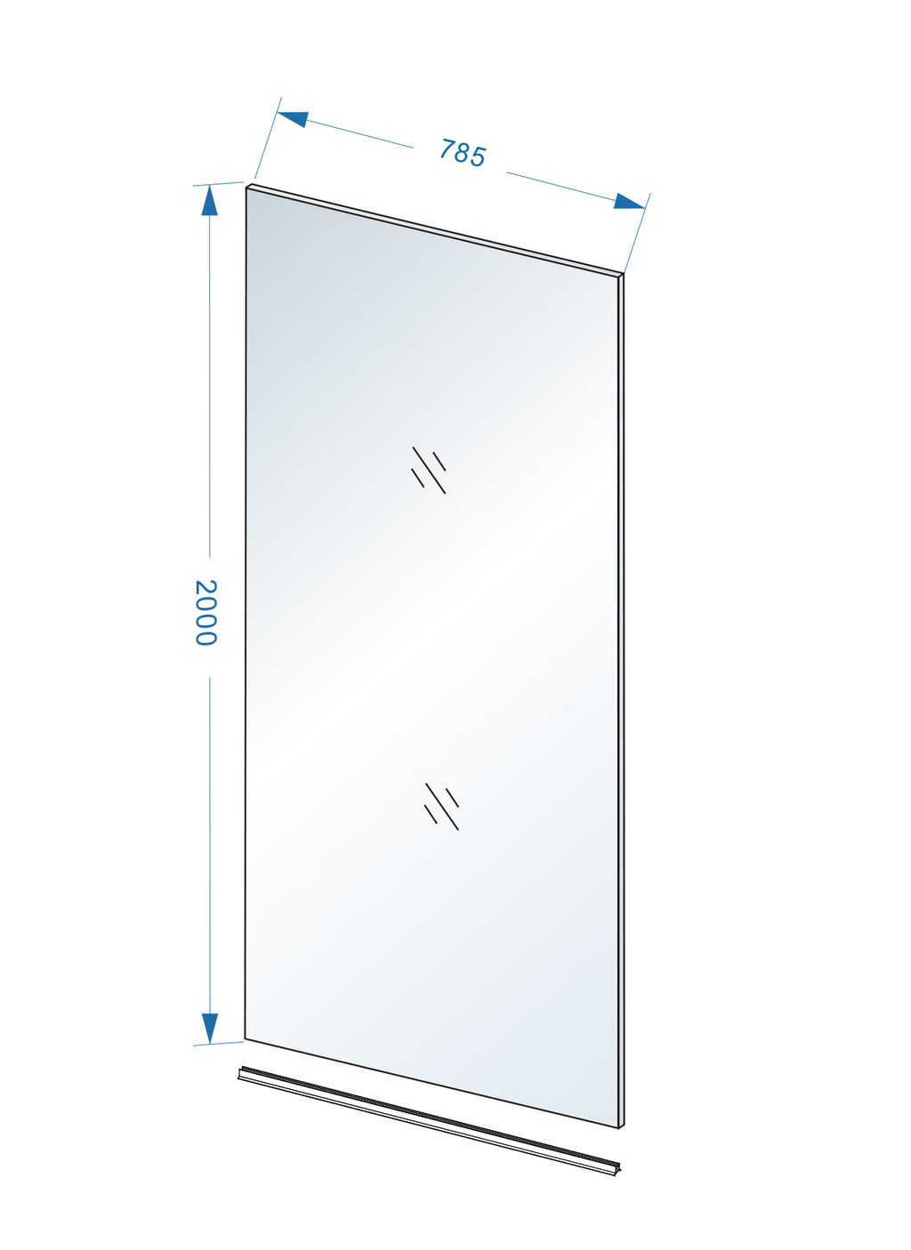 Eauslim glasplaat 800 x 2000 x 8 mm nano rookglas