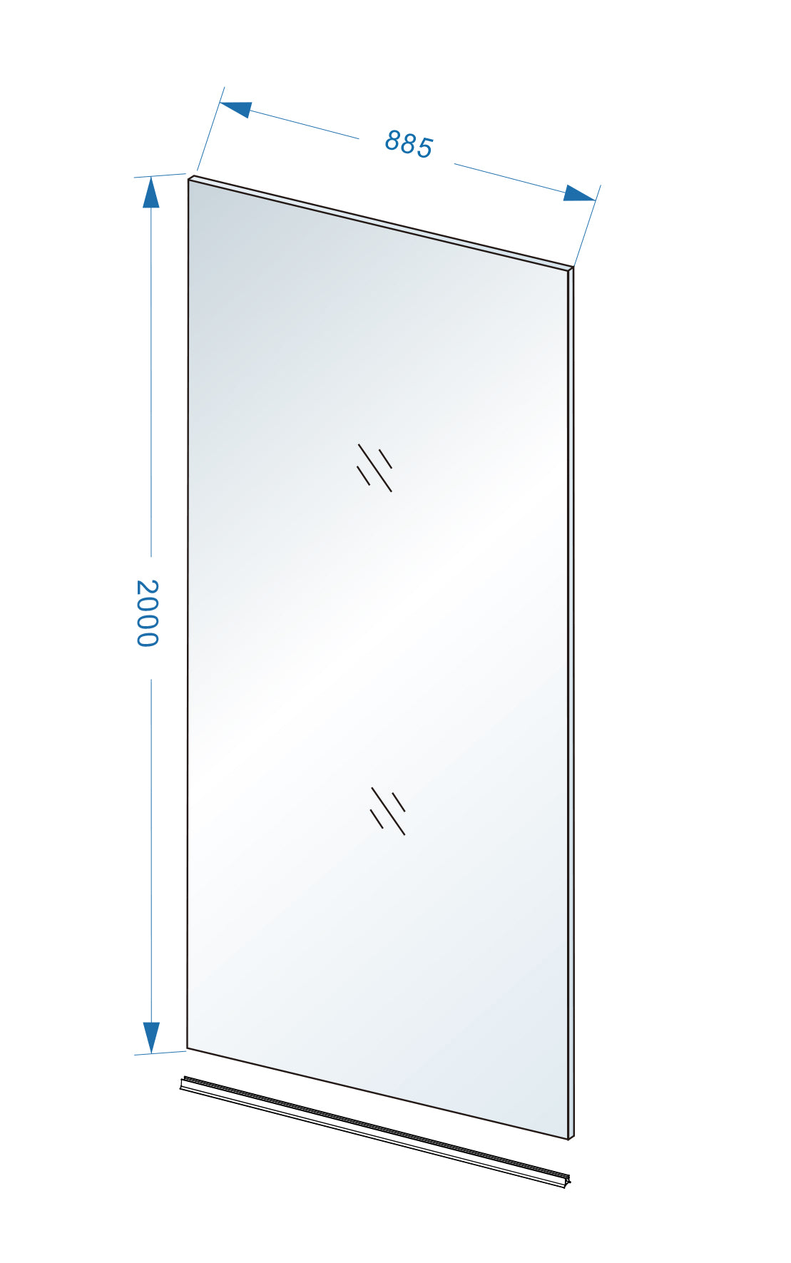 Eauslim glasplaat 900 x 2000 x 8 mm nano rookglas