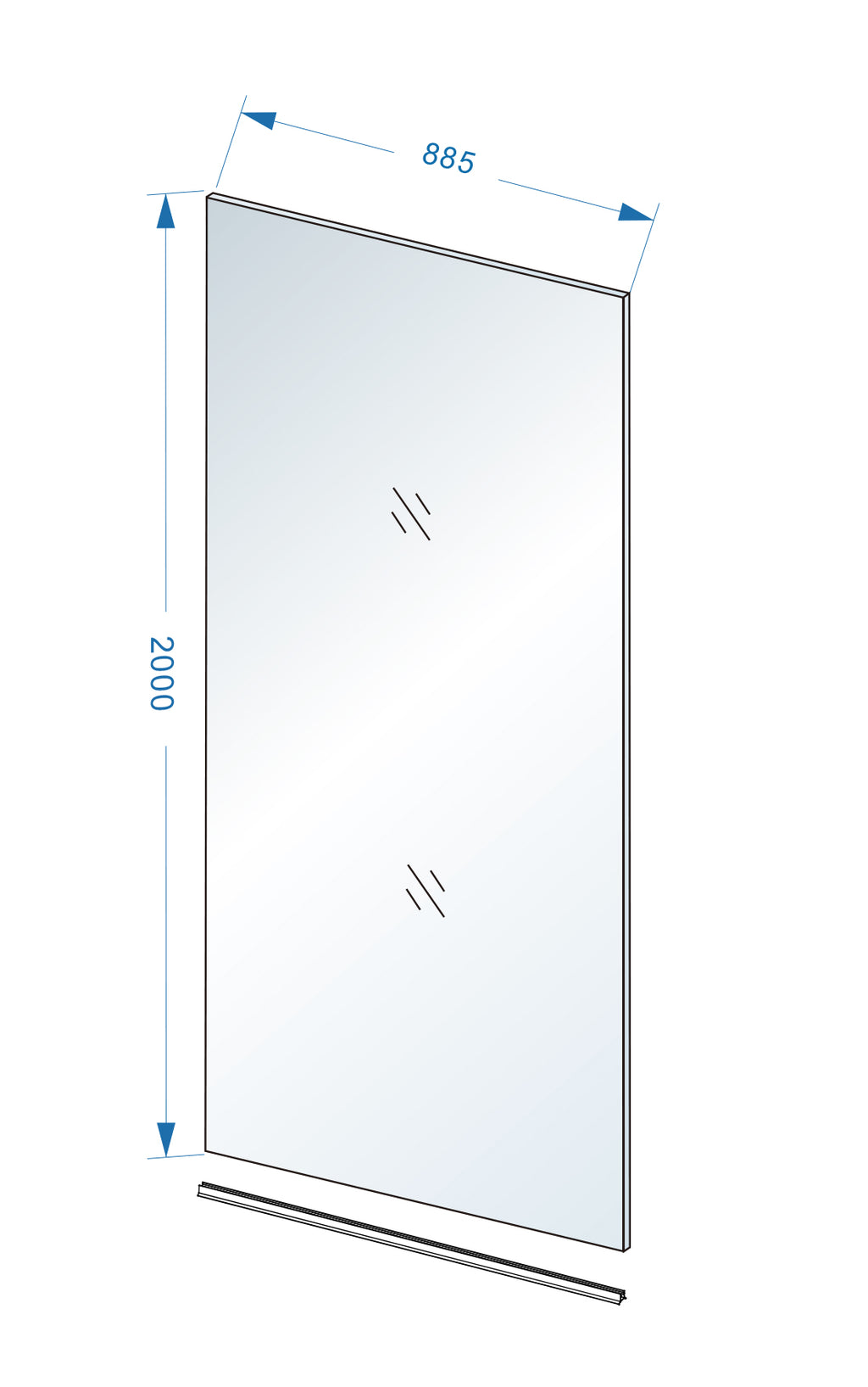Eauslim glasplaat 900 x 2000 x 8 mm nano rookglas