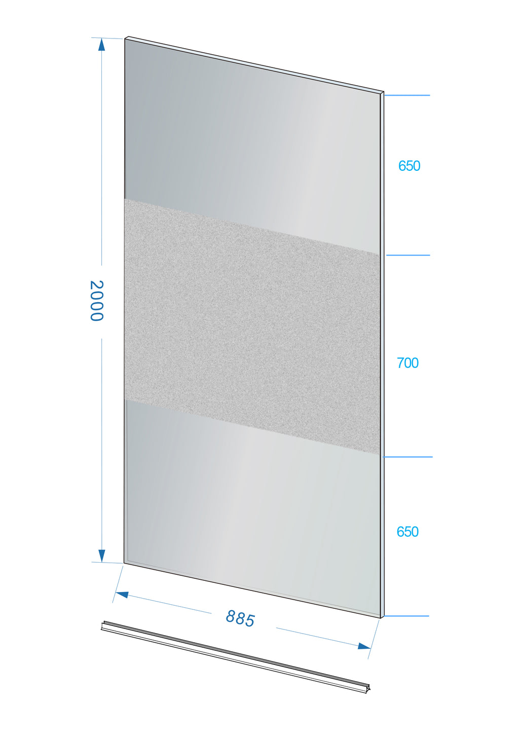 Eauslim glasplaat 900 x 2000 x 8 mm nano rookglas met melkglas middenband