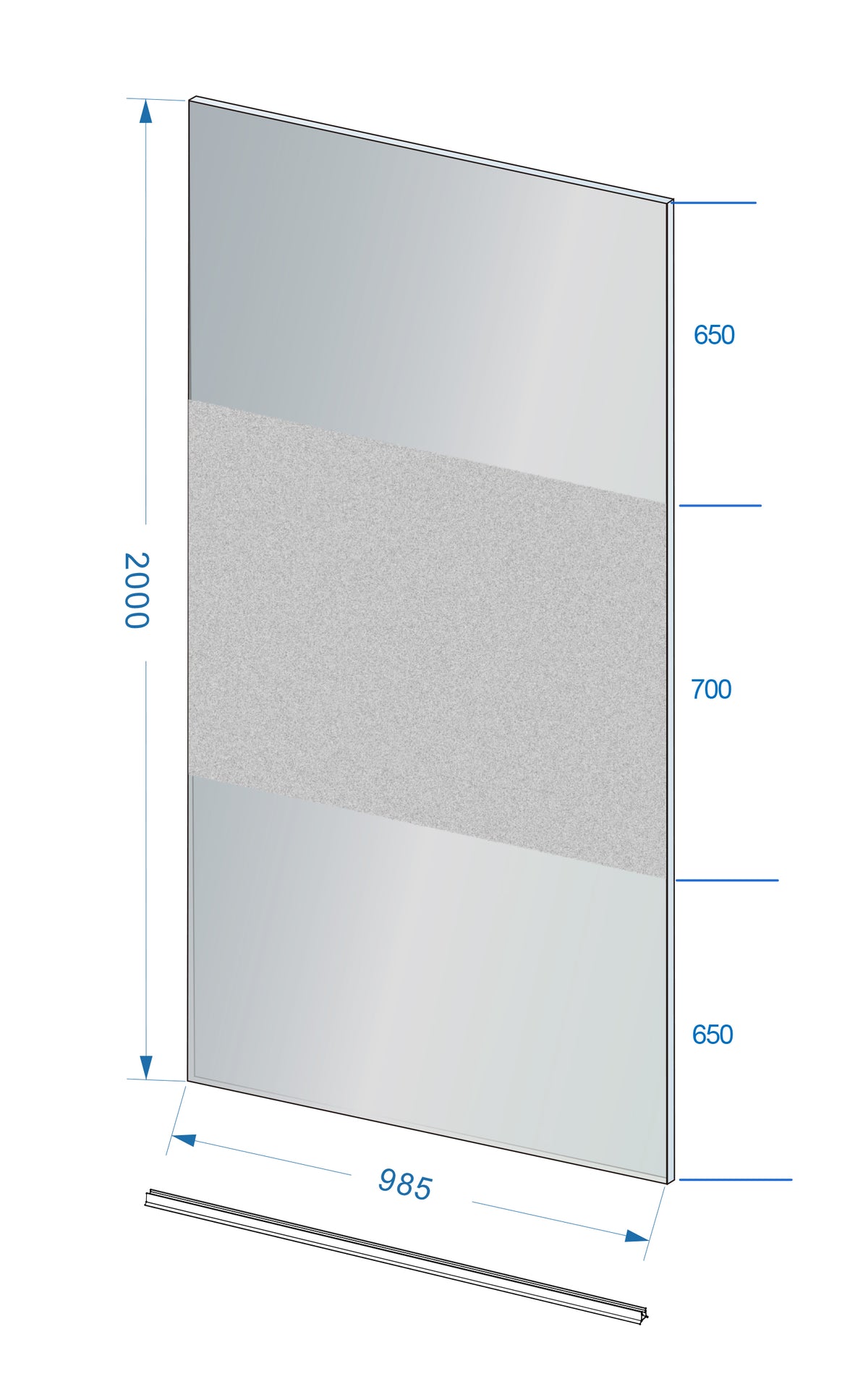 Eauslim glasplaat 1000 x 2000 x 8 mm nano rookglas met melkglas middenband