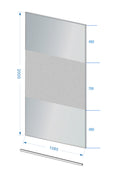 Eauslim glasplaat 1100 x 2000 x 8 mm nano rookglas met melkglas middenband