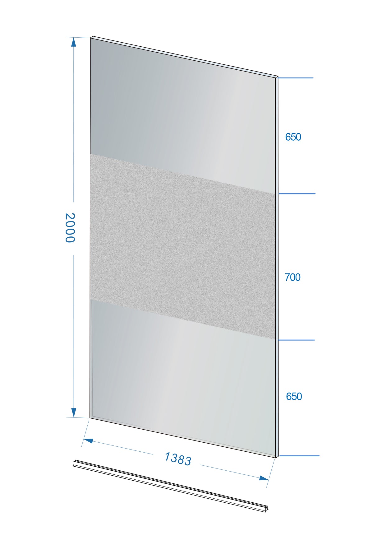 Eauslim glasplaat 1400 x 2000 x 8 mm nano rookglas met melkglas middenband