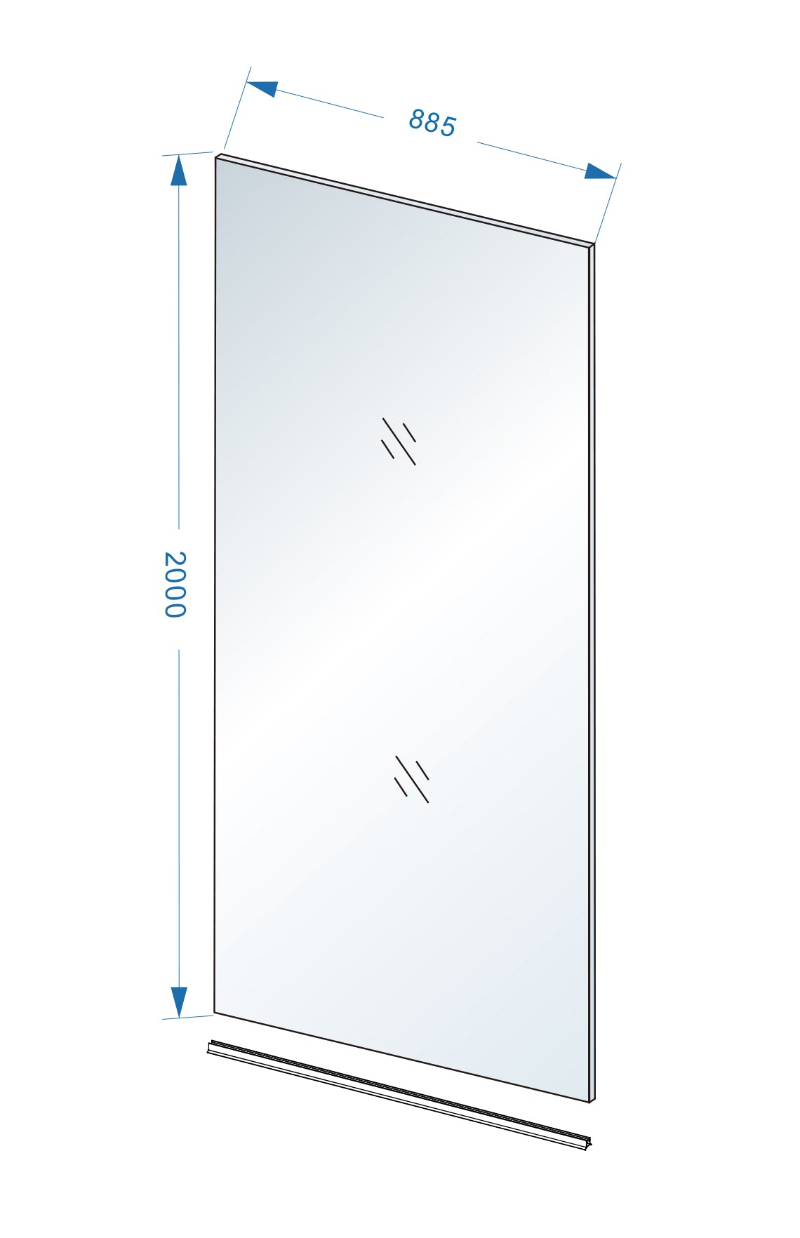 Eauslim glasplaat 900 x 2000 x 8 mm nano warm koper glas
