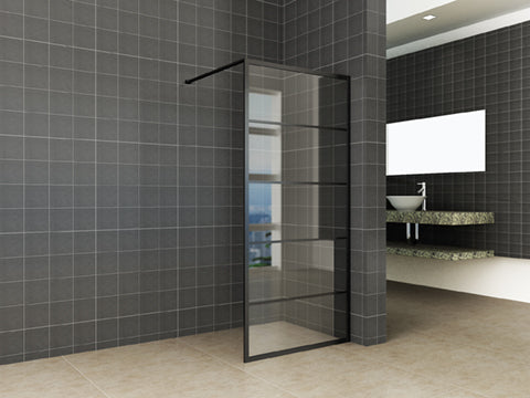 Eauhorizon inloopdouche met raster 800 x 2000 x 8 mm nano helder glas/mat zwart