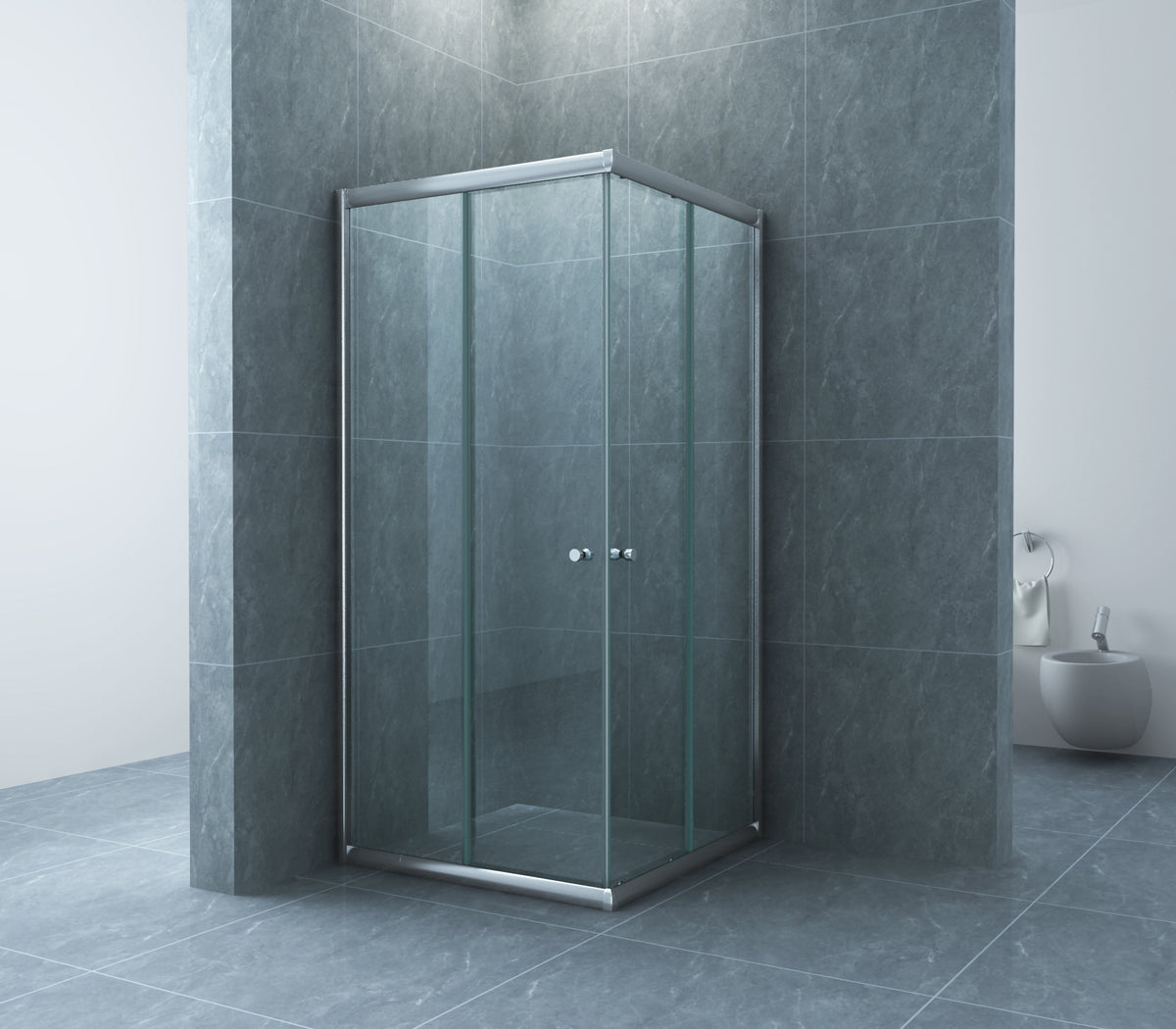 Eaueco hoekinstap cabine met 2 schuifdeuren 900 x 900 x 1900 x 5 mm nano helder glas/chroom