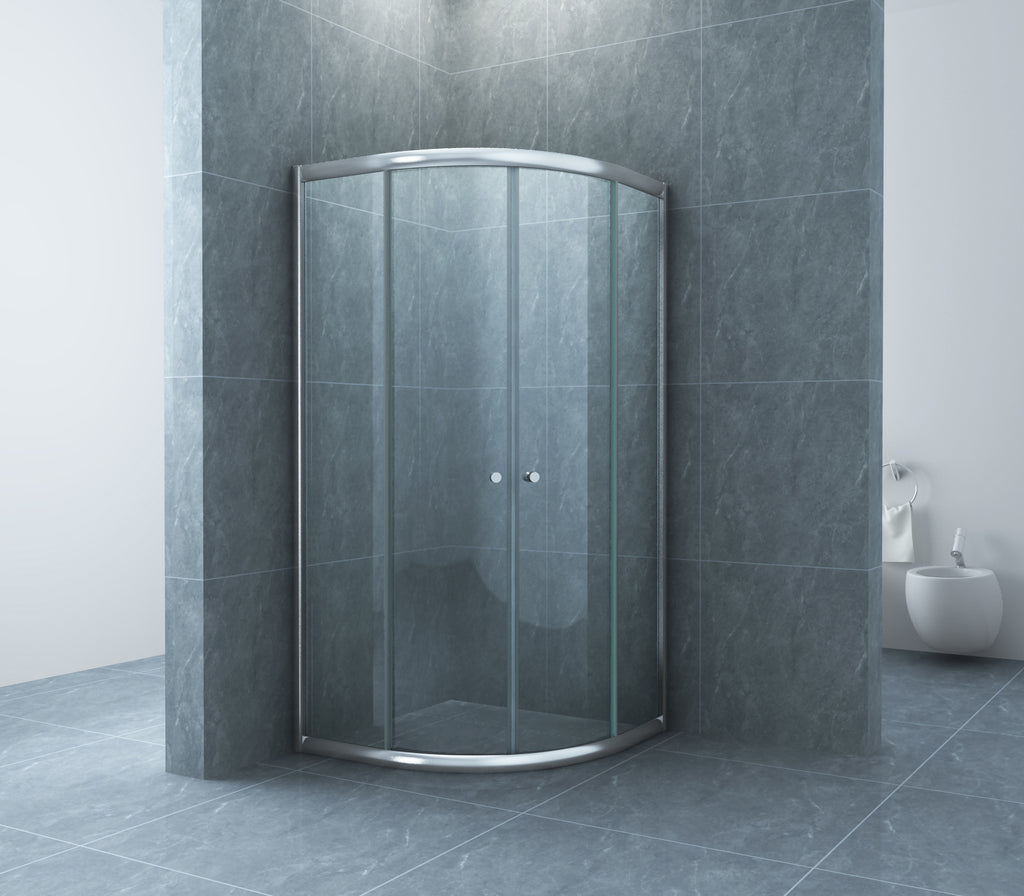 Eaueco kwartronde cabine met twee schuifdeuren 900 x 900 x 1900 x 5 mm nano helder glas/chroom