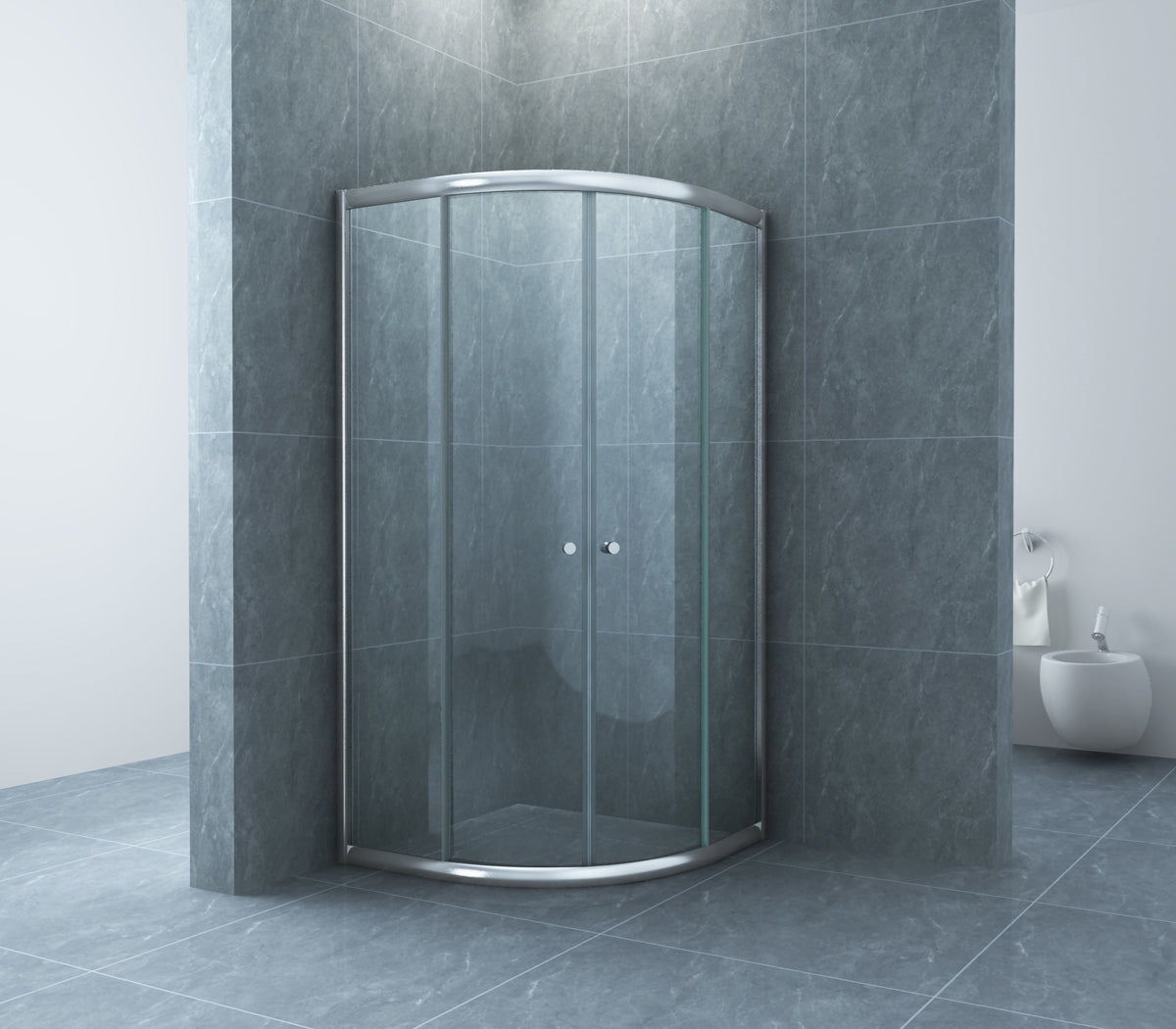 Eaueco kwartronde cabine met twee schuifdeuren 900 x 900 x 1900 x 5 mm nano helder glas/chroom