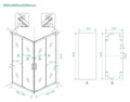 Eauskyline hoekinstap cabine met 2 schuifdeuren 800 x 800 x 2000 x 8 mm nano helder glas/mat zwart