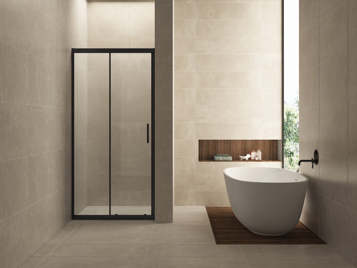 Eauskyline nis schuifdeur 1300 x 2000 x 8 mm nano helder glas/mat zwart
