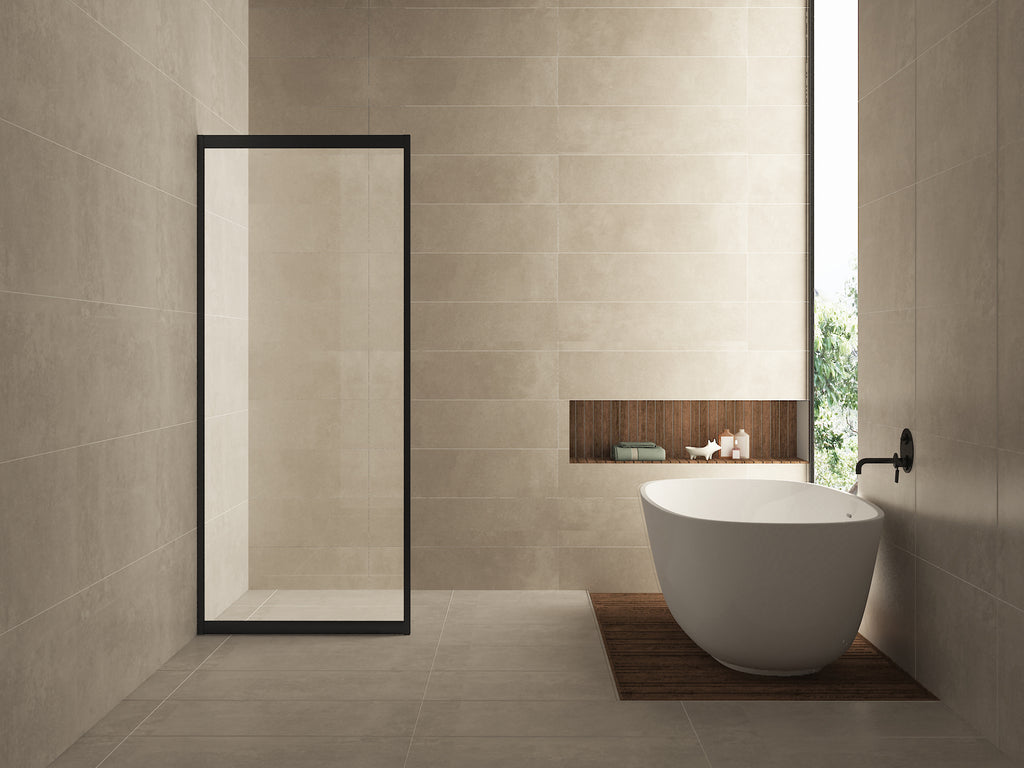 Eauskyline zijwand voor nis schuifdeur 800 x 2000 x 8 mm nano helder glas/mat zwart