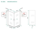 Eausalone cabine met 2 draaideuren 900 x 900 x 2000 x 8 mm nano helder glas/chroom