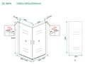 Eausalone cabine met 2 draaideuren 1000 x 1000 x 2000 x 8 mm nano helder glas/chroom