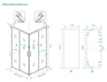 Eauskyline hoekinstap cabine met 2 schuifdeuren 900 x 900 x 2000 x 8 mm nano helder glas/mat zwart
