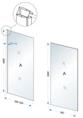 Eaucomfort zijwand met muurprofiel 300 x 2000 x 10 mm nano helder glas/chroom