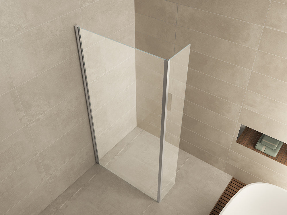Eaucomfort zijwand met hoekprofiel 300 x 2000 x 10 mm nano helder glas/chroom